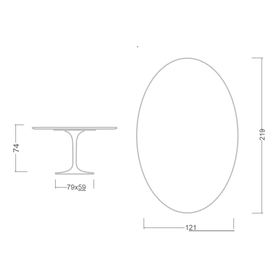 Eero Saarinen Bord H 74 med oval skiva i guld Calacatta Marmor Tillverkad i Italien - Scarlet Viadurini