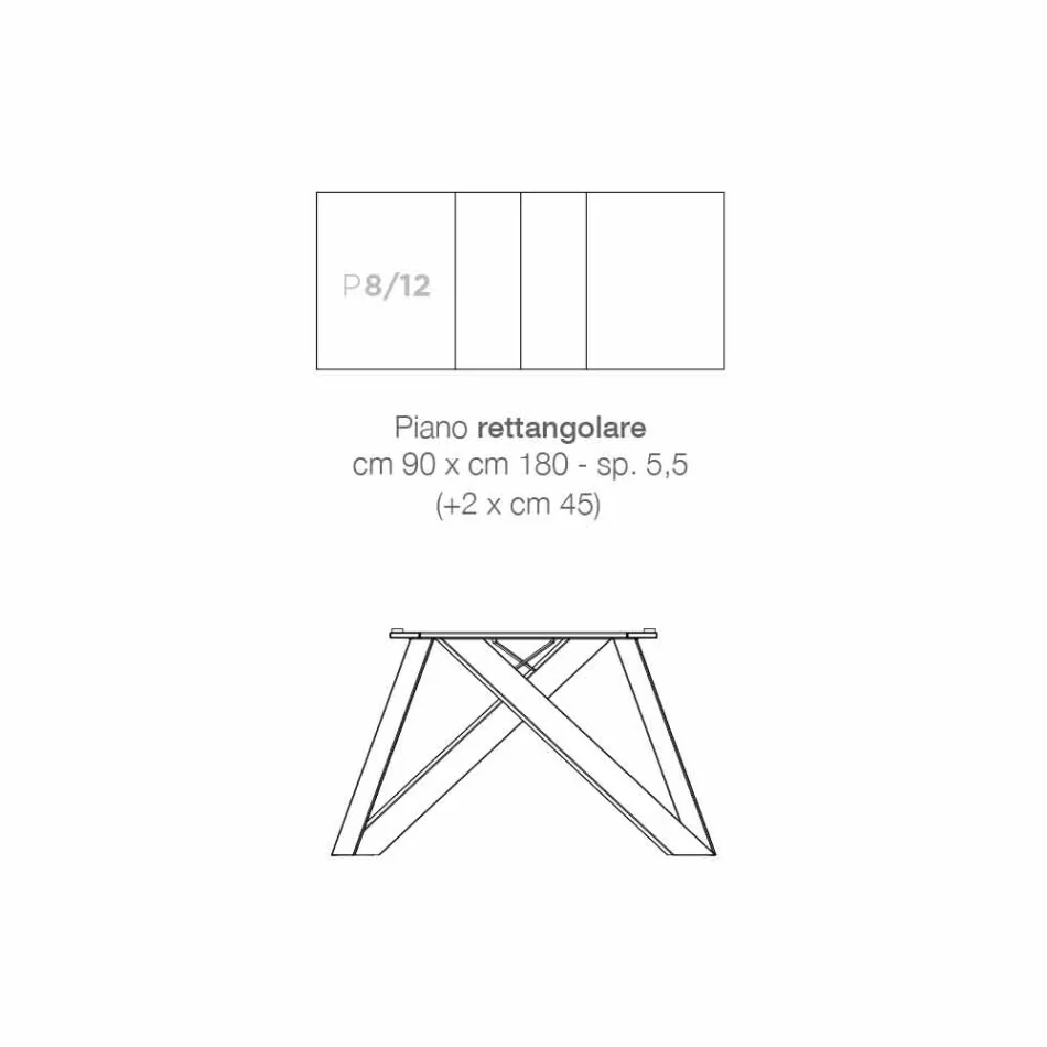 Modernt extensibelt bord av tillverkat i Italien melamin trä, Wilmer Viadurini