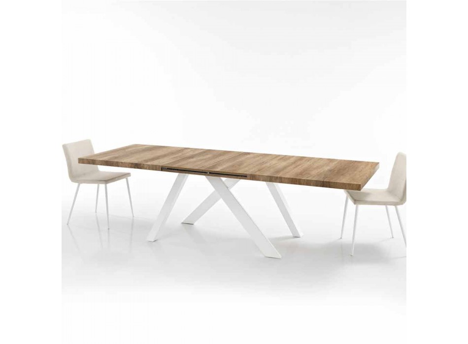 Modernt extensibelt bord av tillverkat i Italien melamin trä, Wilmer Viadurini