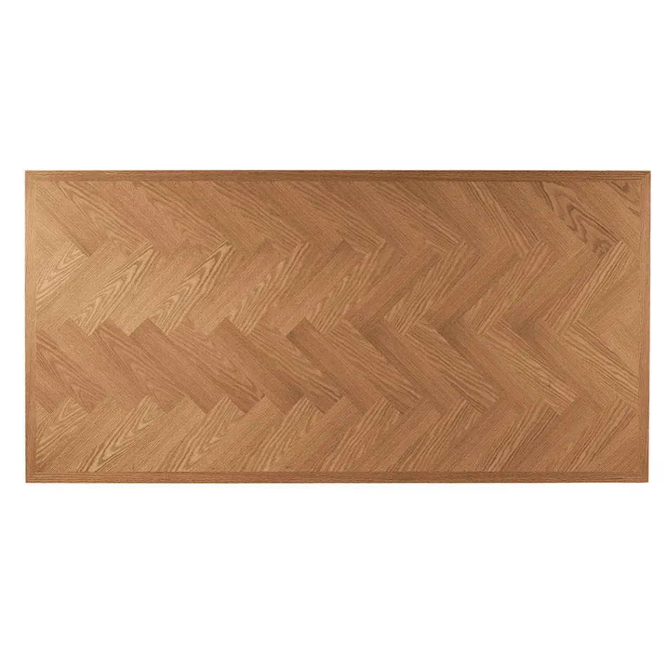 Fast bord 180x90 cm i ek och järnbas - Lega Viadurini