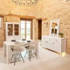 190x100 cm fast vardagsrumsbord tillverkat av massiv teak - flamländskt Viadurini