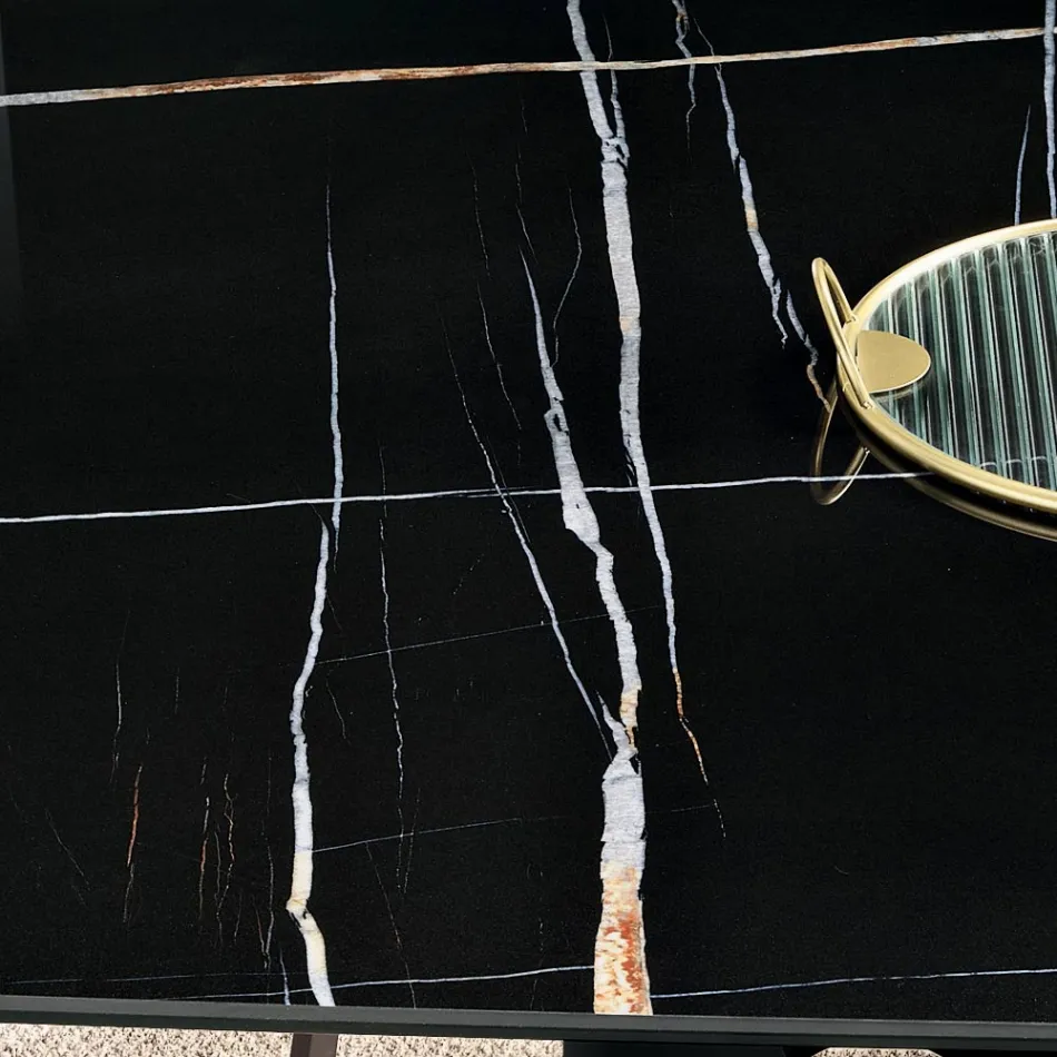 Fast bord 210x110 cm med marmorliknande keramikskiva - Tano Viadurini