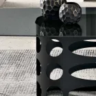 Fast bord 210x110 cm med slät rökfärgad glasskiva Tillverkad i Italien - Tano Viadurini