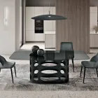 Fast bord 210x110 cm med slät rökfärgad glasskiva Tillverkad i Italien - Tano Viadurini