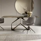 Fast bord 210x110 cm med hamrad glasskiva och metallbas - Adriano Viadurini