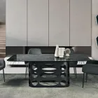 Fast bord 210x110 cm med hamrad glasskiva Tillverkad i Italien - Tano Viadurini