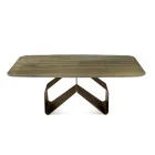 Fast bord 210x110 cm med räfflad glasskiva och metallbas - Adriano Viadurini