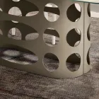 Fast bord 210x110 cm med ribbad glasskiva Tillverkad i Italien - Tano Viadurini