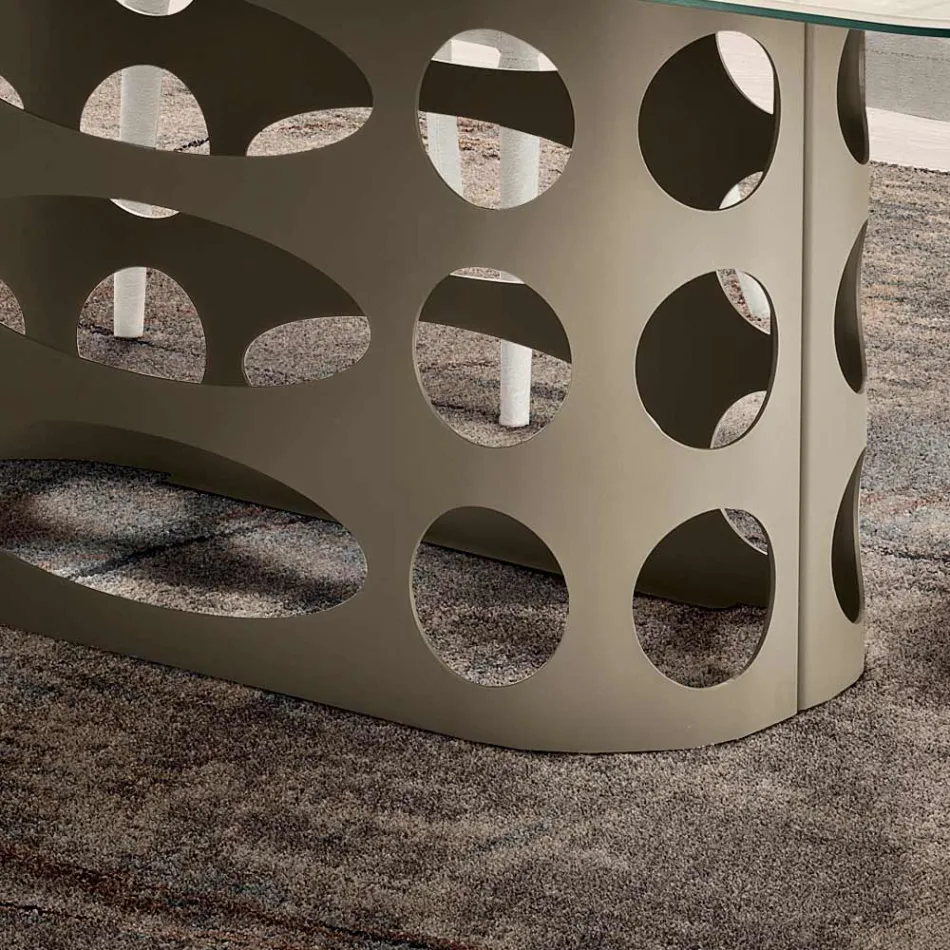 Fast bord 210x110 cm med ribbad glasskiva Tillverkad i Italien - Tano Viadurini