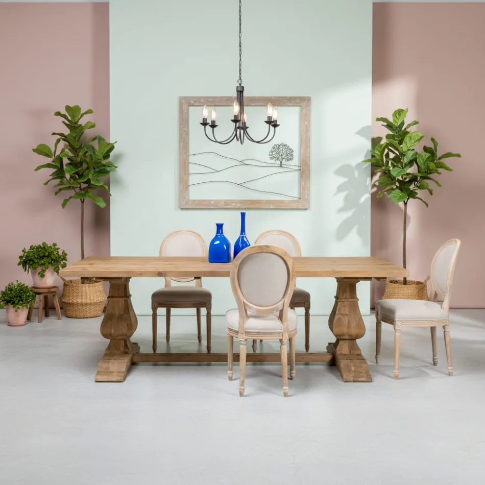 Fast bord 240x100 cm i åldrad furu - Africo Viadurini