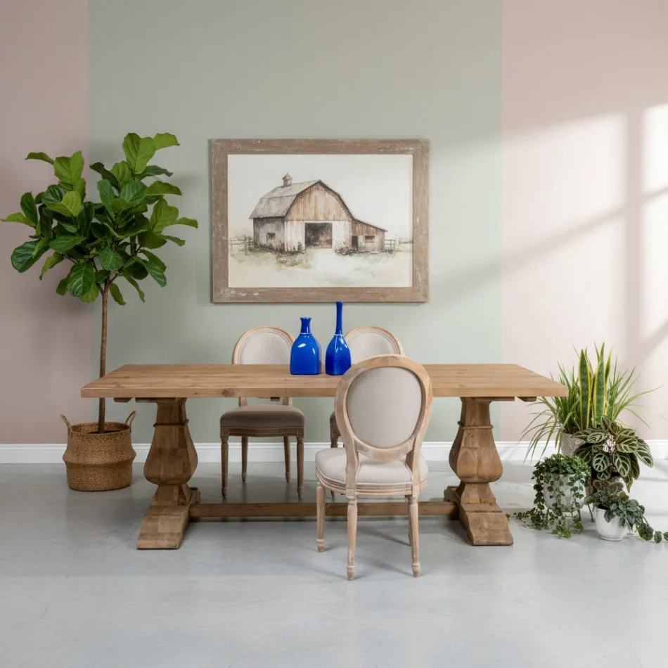 Fast bord 240x100 cm i åldrad furu - Africo Viadurini