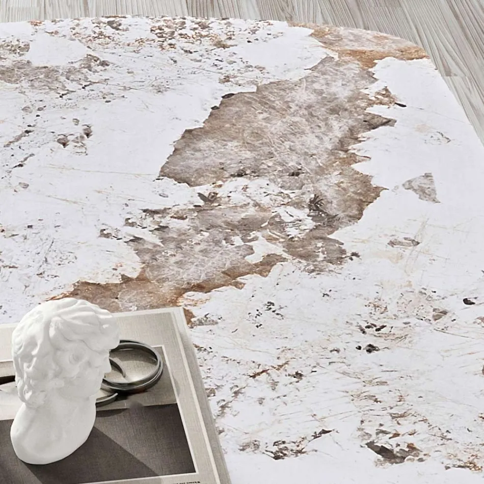 Fast bord 300x120 cm i metall och sintrad stenskiva - Valmira Viadurini