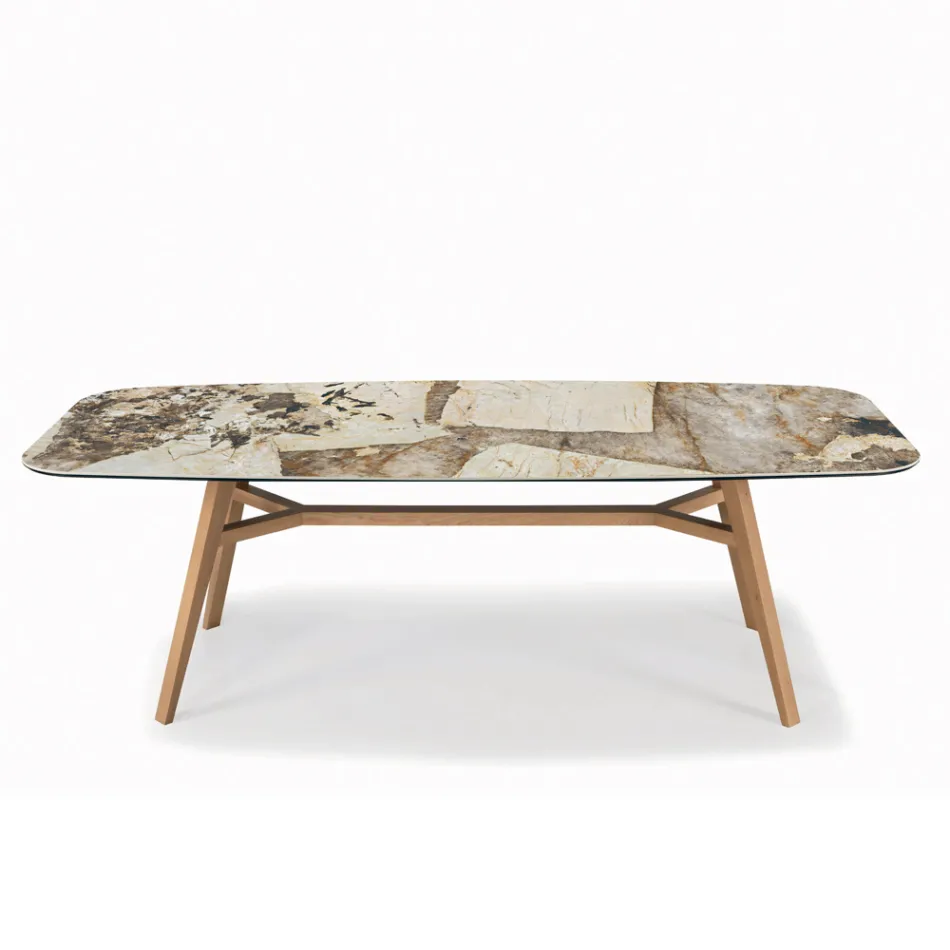 Fast fatformat bord med bas av Canaletto valnötsaska tillverkat i Italien - norr Viadurini