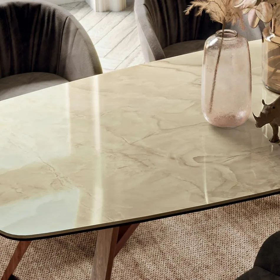 Fast fatformat bord med bas av Canaletto valnötsaska tillverkat i Italien - norr Viadurini