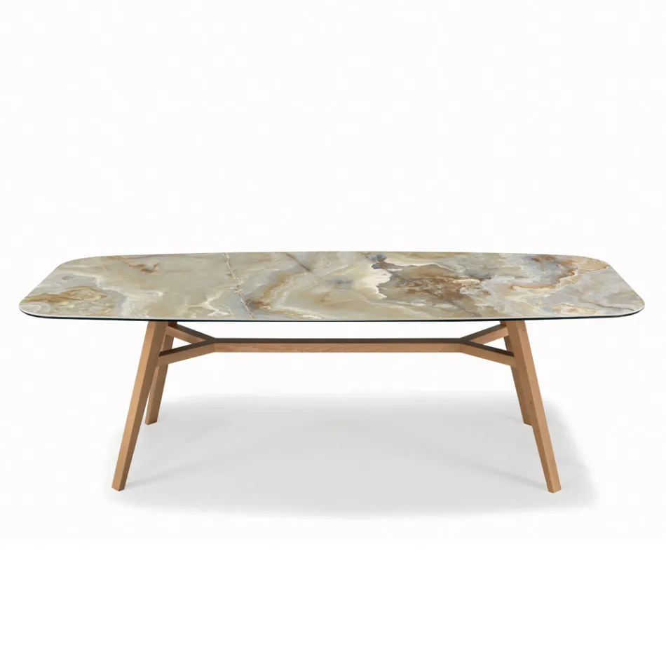 Fast fatformat bord med bas av Canaletto valnötsaska tillverkat i Italien - norr Viadurini