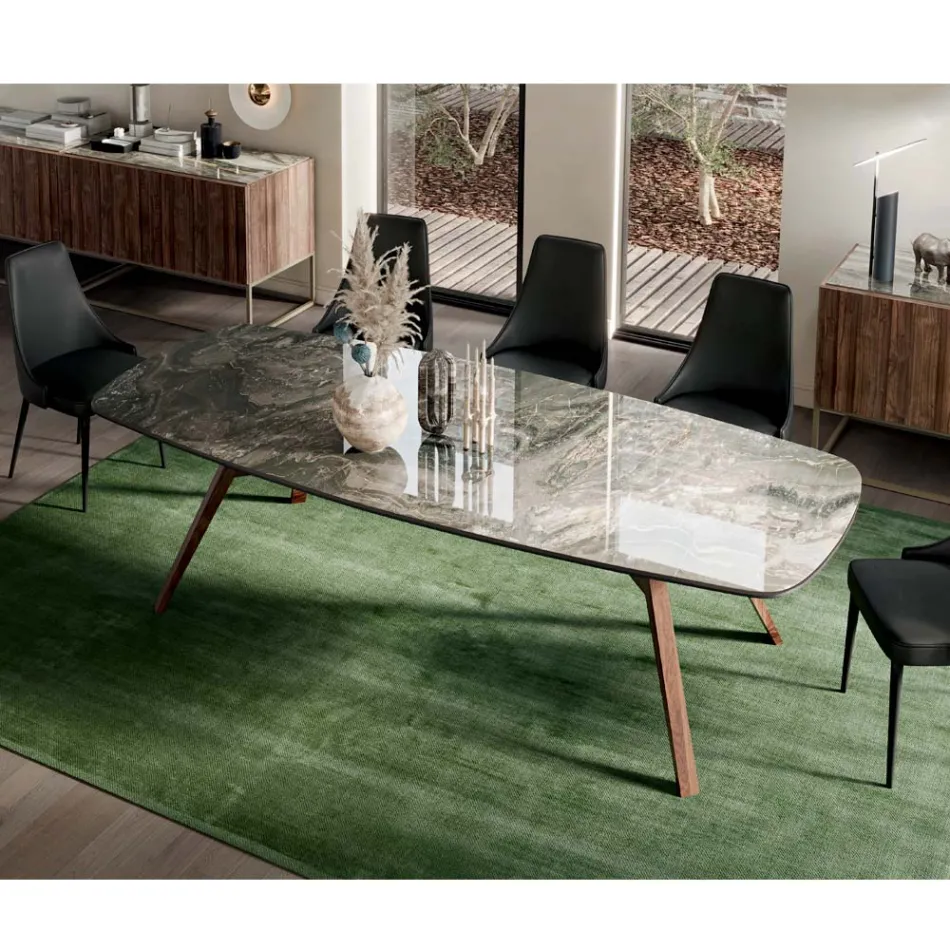 Fast fatformat bord med bas av Canaletto valnötsaska tillverkat i Italien - norr Viadurini