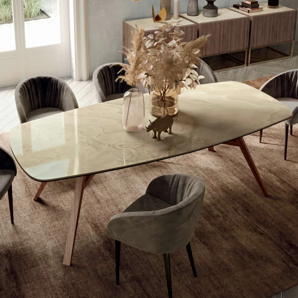 Fast fatformat bord med bas av Canaletto valnötsaska tillverkat i Italien - norr Viadurini