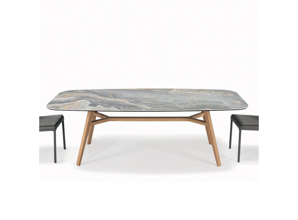 Fast fatformat bord i keramik och ask Trä Tillverkat i Italien - Norr Viadurini