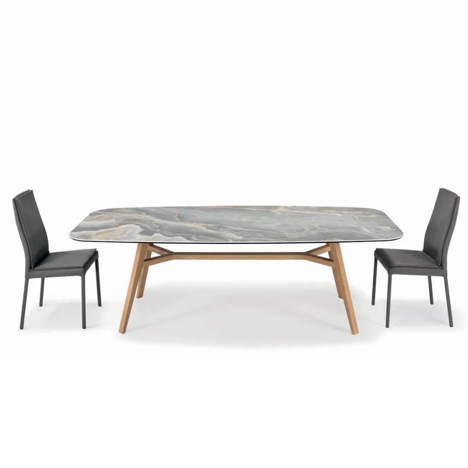 Fast fatformat bord i keramik och ask Trä Tillverkat i Italien - Norr Viadurini