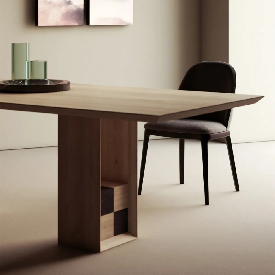 Fast bord med bas med dekorativa rutor tillverkat i Italien - Maugrim Viadurini