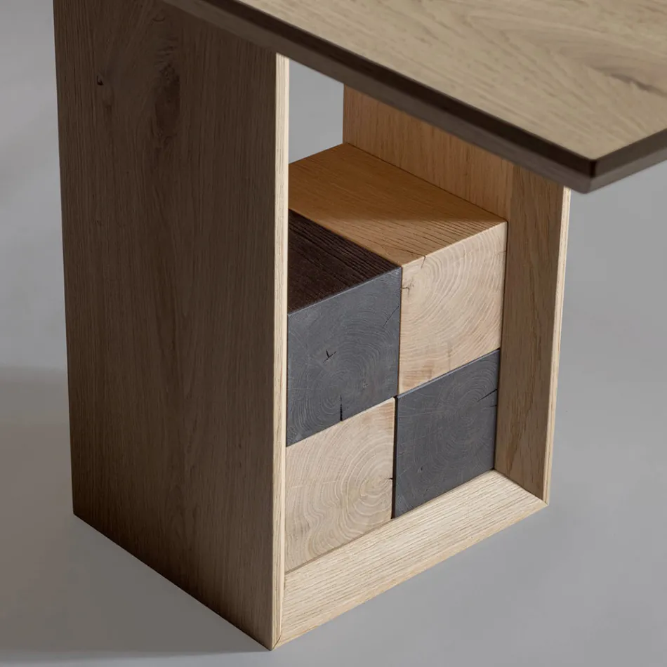 Fast bord med bas med dekorativa rutor tillverkat i Italien - Maugrim Viadurini