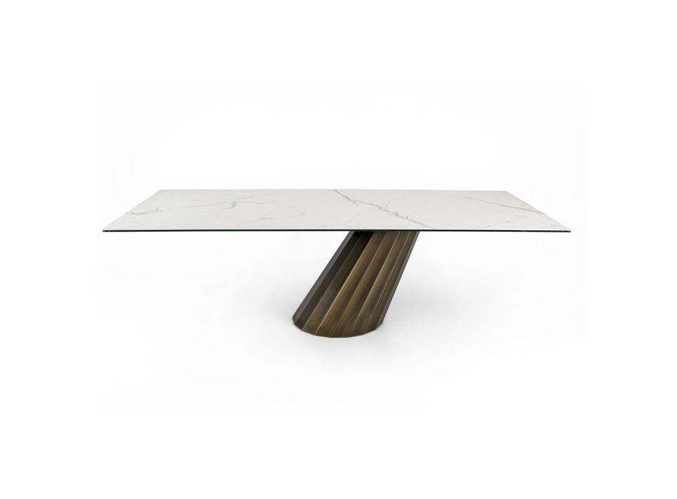 Fast bord med stålunderrede och keramisk skiva Tillverkat i Italien - Byxor Viadurini