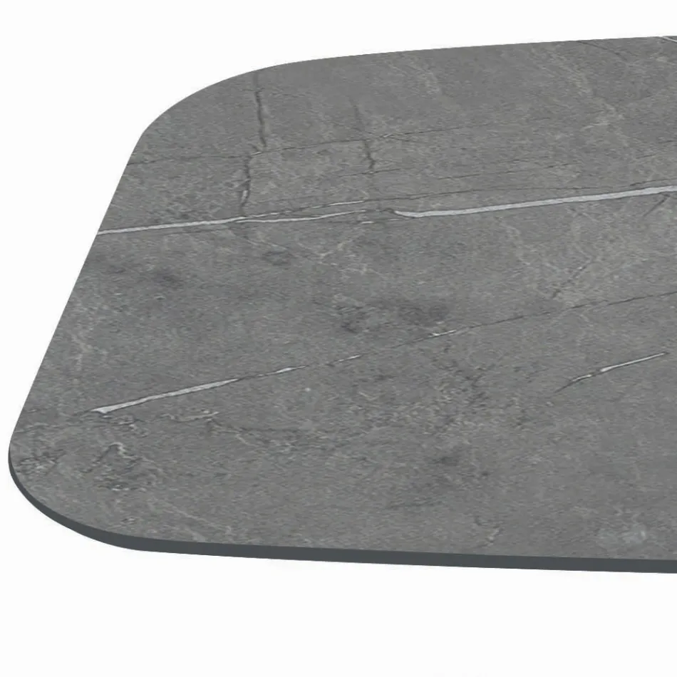 Fast bord med svart stålunderrede och laminatskiva Tillverkat i Italien - Glasögon Viadurini