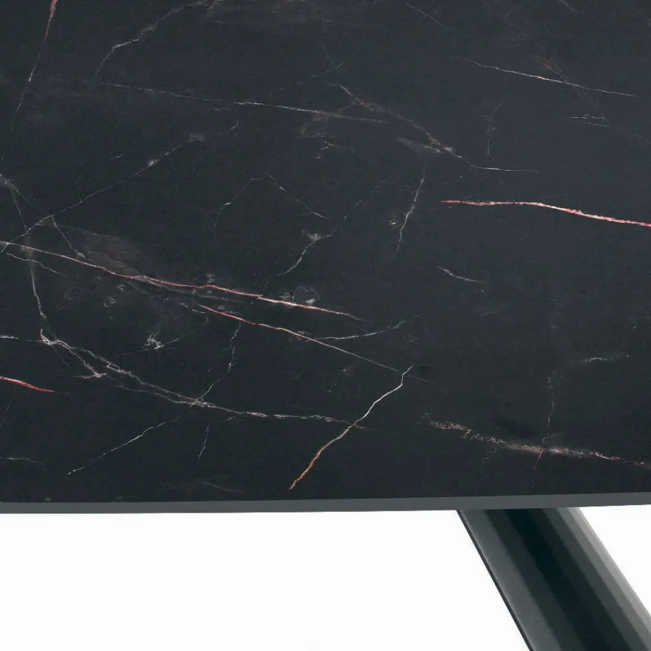 Fast bord med svart stålunderrede och laminatskiva Tillverkat i Italien - Glasögon Viadurini