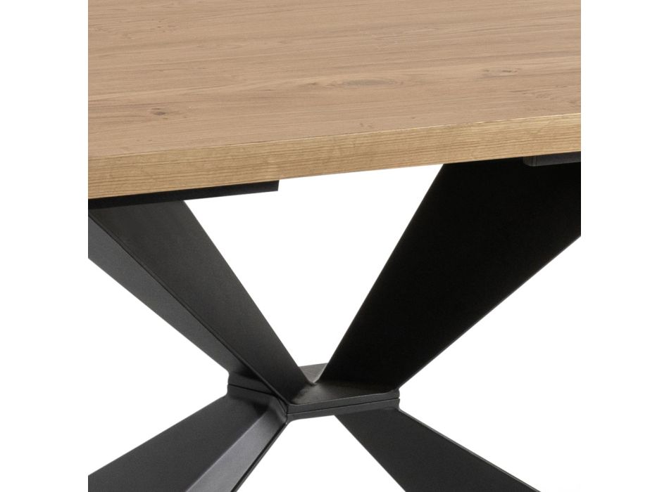 Fast bord med metallunderrede och fanerad ekskiva - Marinblå Viadurini