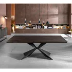 Fast bord med metallunderrede och fanerad ekskiva - Marinblå Viadurini