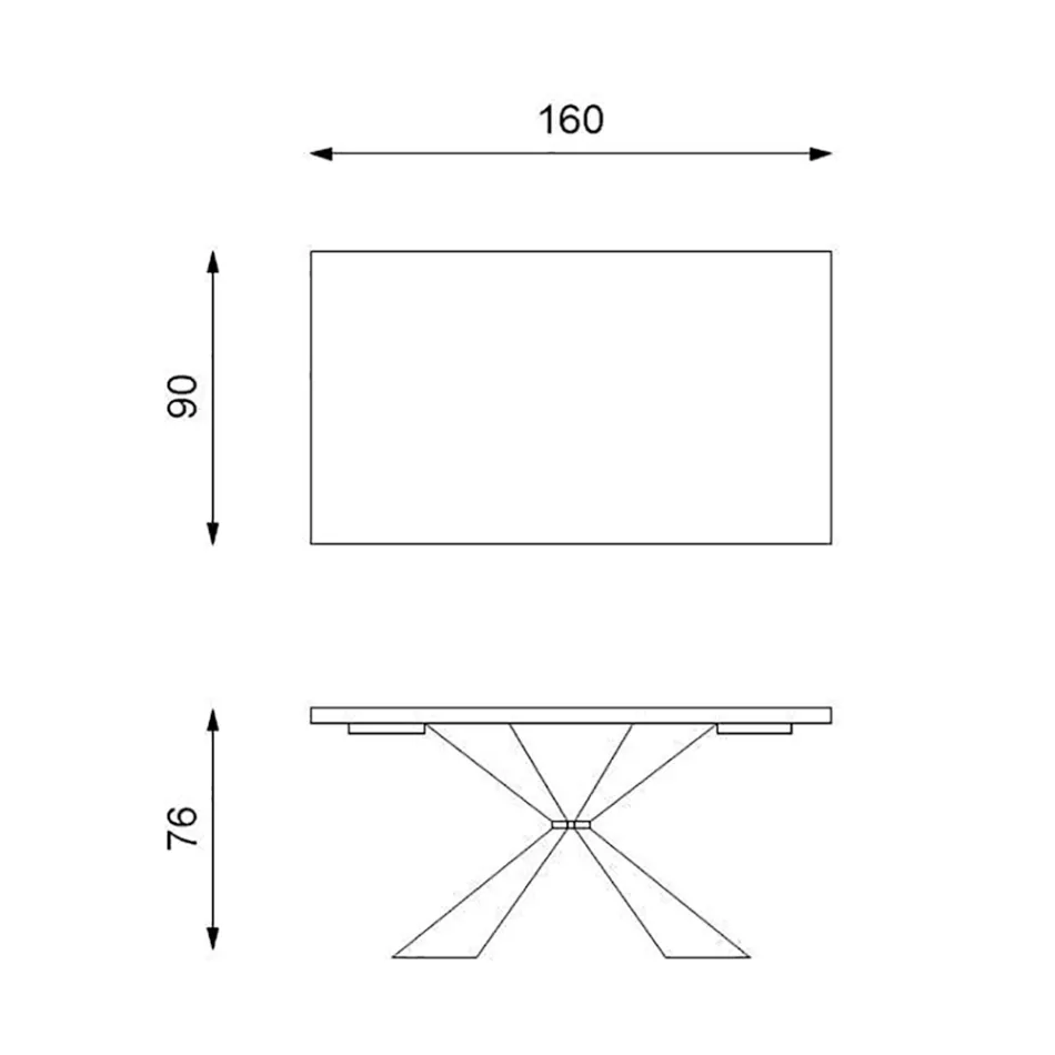 Fast bord med metallunderrede och fanerad ekskiva - Marinblå Viadurini