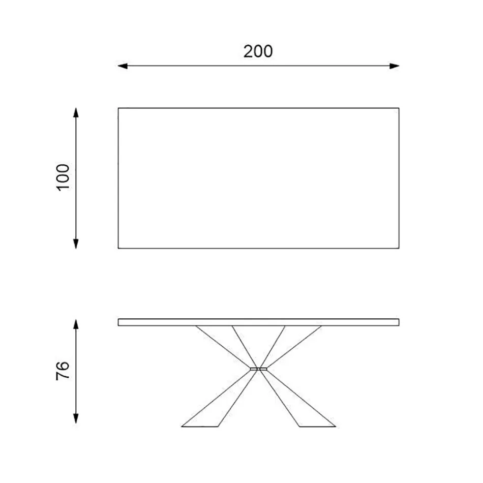 Fast bord med metallunderrede och fanerad ekskiva - Marinblå Viadurini