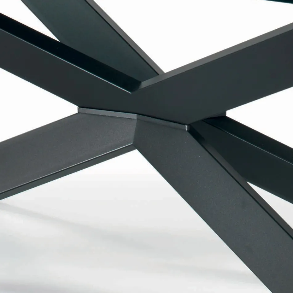 Fast bord med omvänd kant i extra klart glas och stål Tillverkat i Italien - Grotta Viadurini