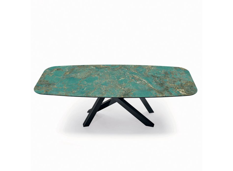 Fast bord med fatformad skiva i keramik Tillverkat i Italien - Settimmio Viadurini
