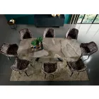 Fast bord med fatformad skiva i keramik Tillverkat i Italien - Settimmio Viadurini