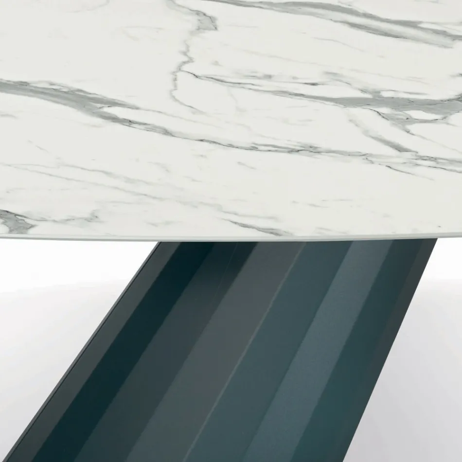 Fast bord med fatformad laminatskiva Tillverkad i Italien - Byxor Viadurini