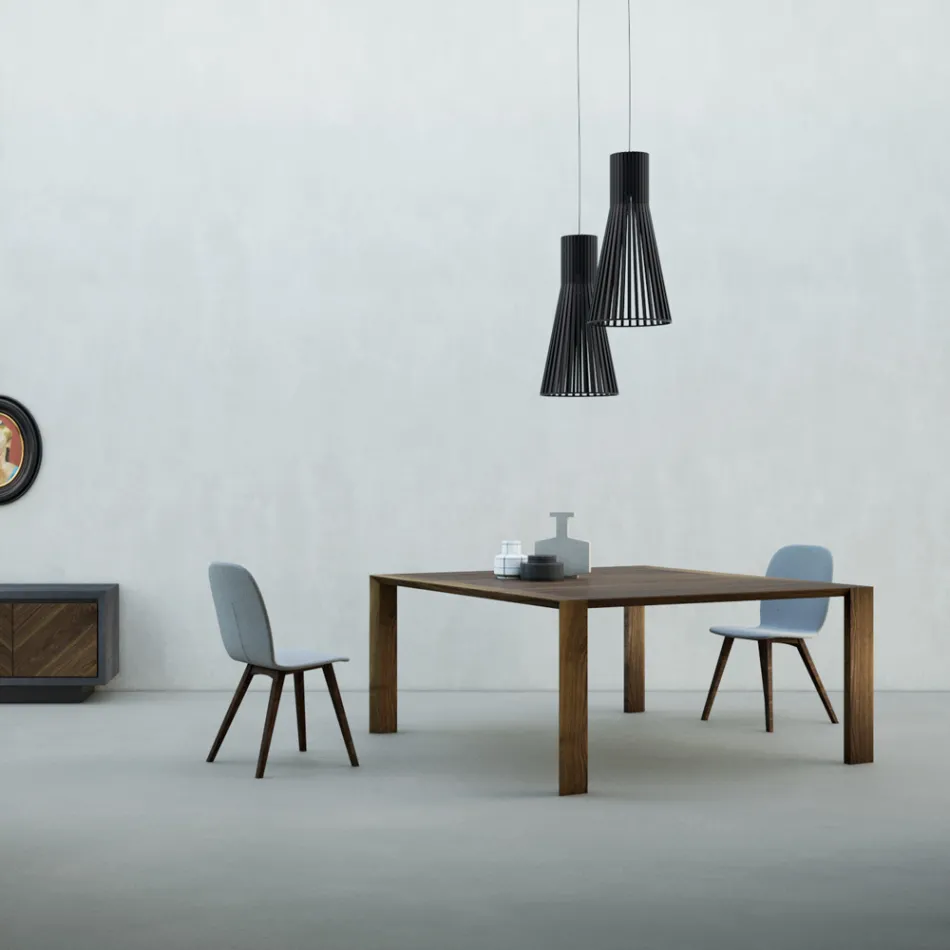 Fast bord med fasad skiva i Canaletto valnöt Made in Italy - Caspian Viadurini