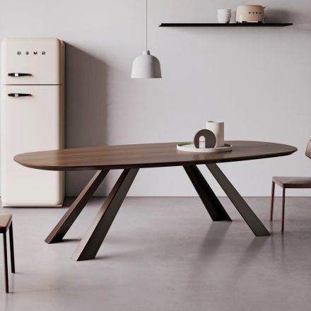 Fast bord med elliptisk skiva och fasad kant Tillverkat i Italien - Tirian Viadurini