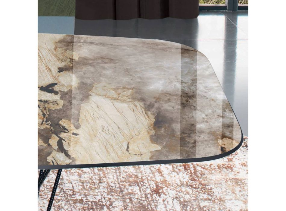 Fast bord med fat keramisk skiva och stålunderrede Tillverkat i Italien - Ezzellino Viadurini