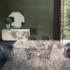 Fast bord med fat keramisk skiva och stålunderrede Tillverkat i Italien - Ezzellino Viadurini