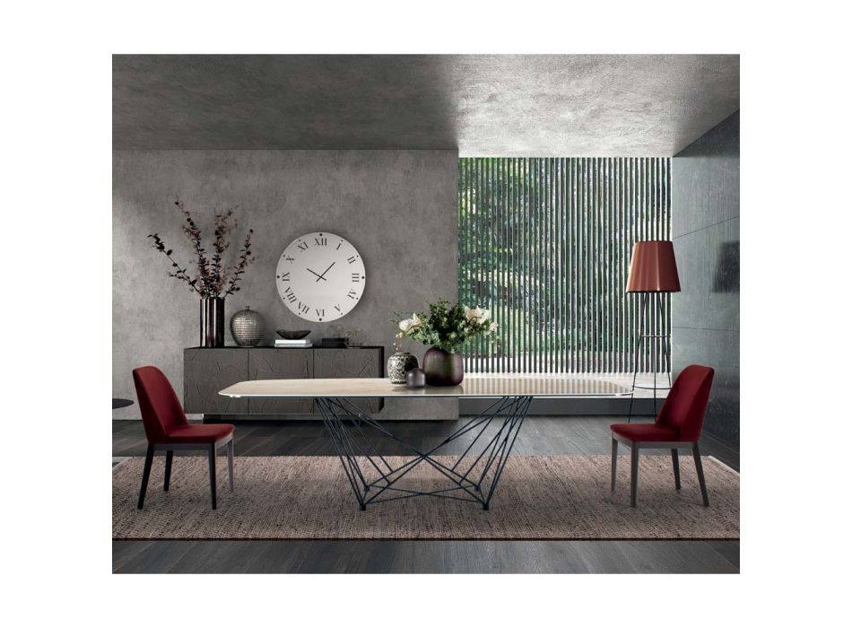 Fast bord med fat keramisk skiva och stålunderrede Tillverkat i Italien - Ezzellino Viadurini