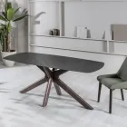 Fast bord med keramikskiva och bas av massivt valnötsträ - Orange Viadurini