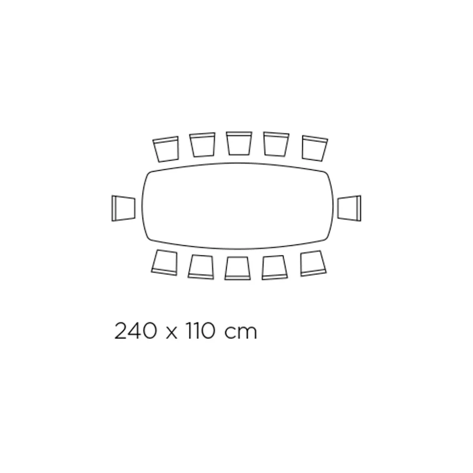 Fast bord med tunnformad glasskiva och stålunderrede tillverkat i Italien - Ezzellino Viadurini