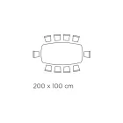 Fast bord med tunnformad glasskiva och stålunderrede tillverkat i Italien - Ezzellino Viadurini