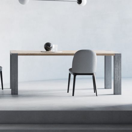 Fast bord med massiv skiva och fyrkantiga ben Tillverkat i Italien - Tisroc Viadurini