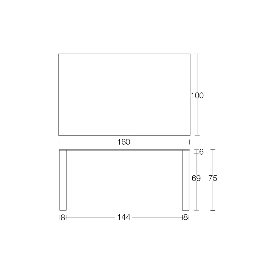 Fast utomhusbord i Hpl Alicante och metallunderrede Made in Italy - Carl Viadurini