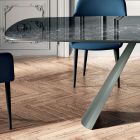 Fast matbord med fatformad skiva i keramik Made in Italy - Glasögon Viadurini