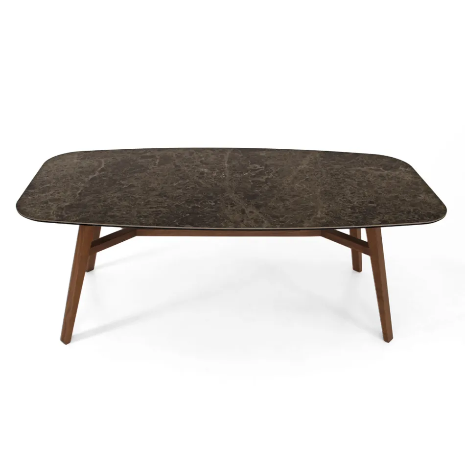 Fast matbord i polerad Emperador Keramik Tillverkat i Italien - Norr Viadurini