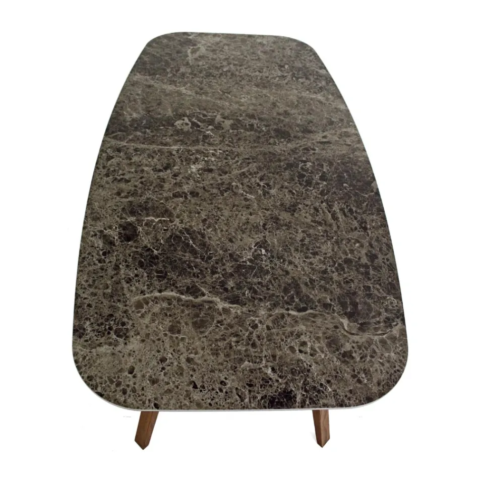 Fast matbord i polerad Emperador Keramik Tillverkat i Italien - Norr Viadurini