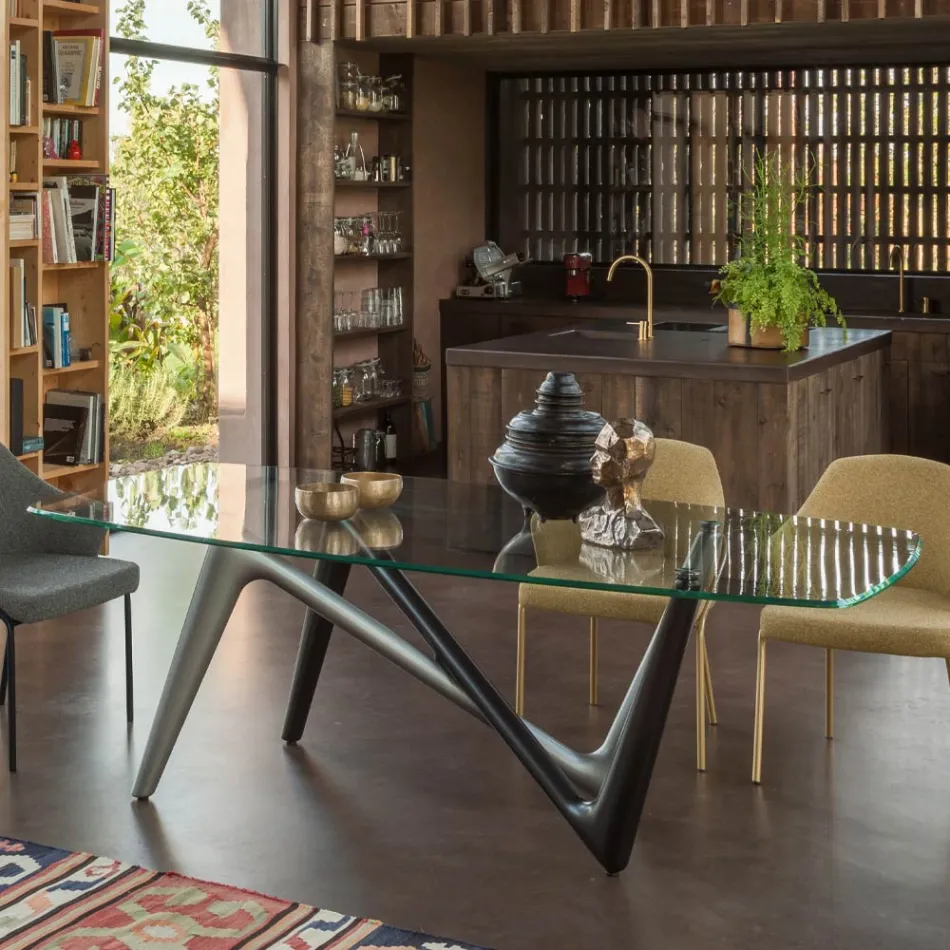 Fast matbord i glas och styv polyuretan Tillverkat i Italien - Lavendel Viadurini